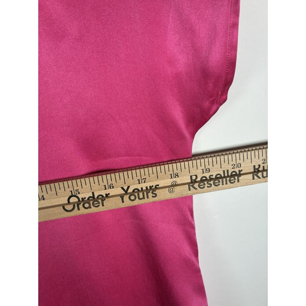 NWT 0039 Italy Sueli 100% Silk Tee Top Small Fuchsia Pink Made in Italy Coquette - Picture 6 of 8